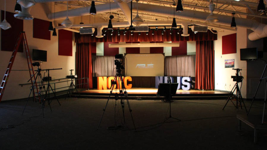 Event production set behind the scenes